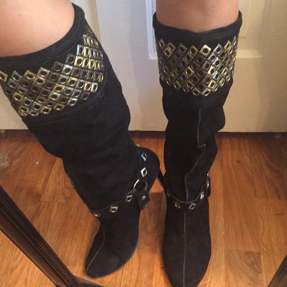 Kathy black leather boots 8.5 - Picture 4 of 6